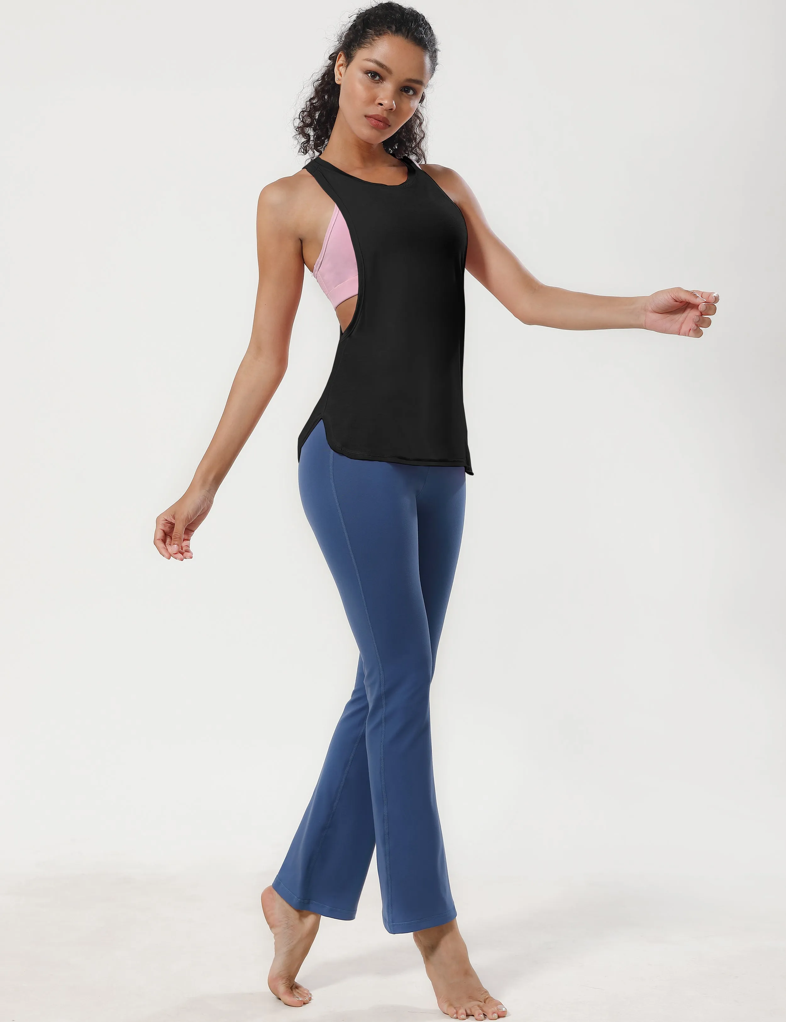 Low Cut Loose Fit Tank Top black_yogastudio