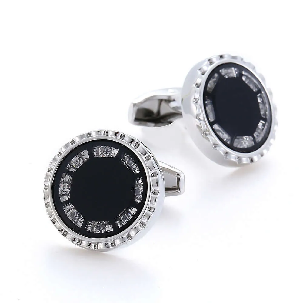 Men's Luxury Diamond Gold Cufflinks Guff Studs