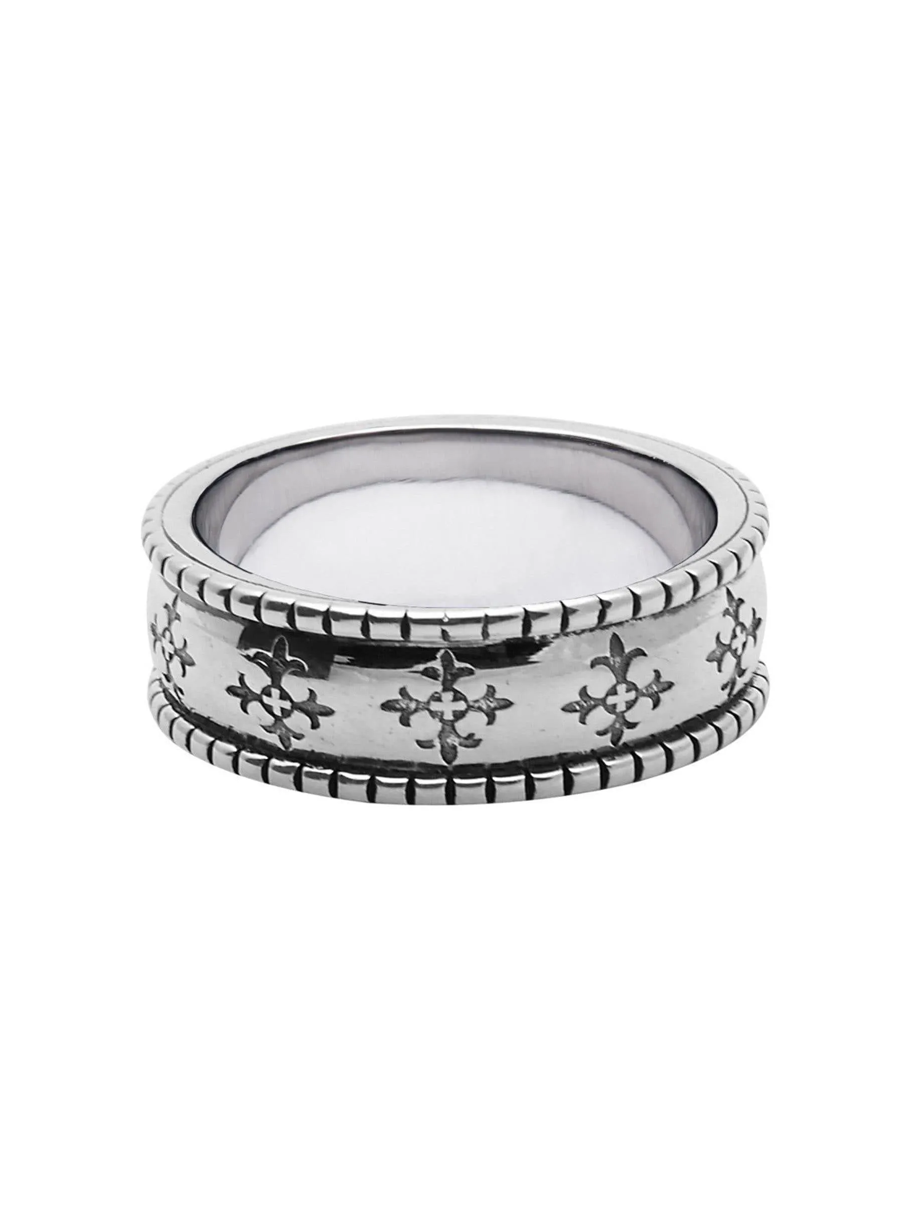 Men's Silver Cross Patterned Ring