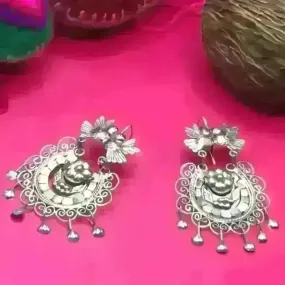 Mexican Mazahua silver earrings, handmade