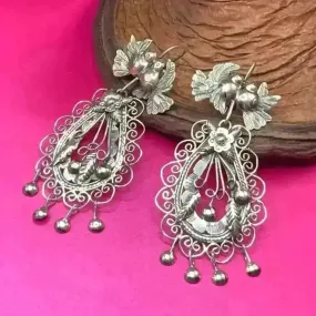 Mexican Mazahua silver earrings, handmade