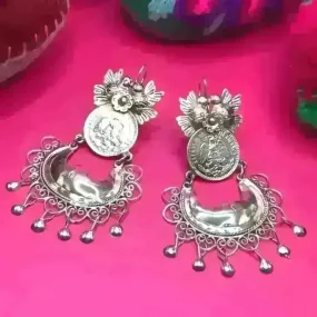 Mexican Mazahua silver earrings, handmade