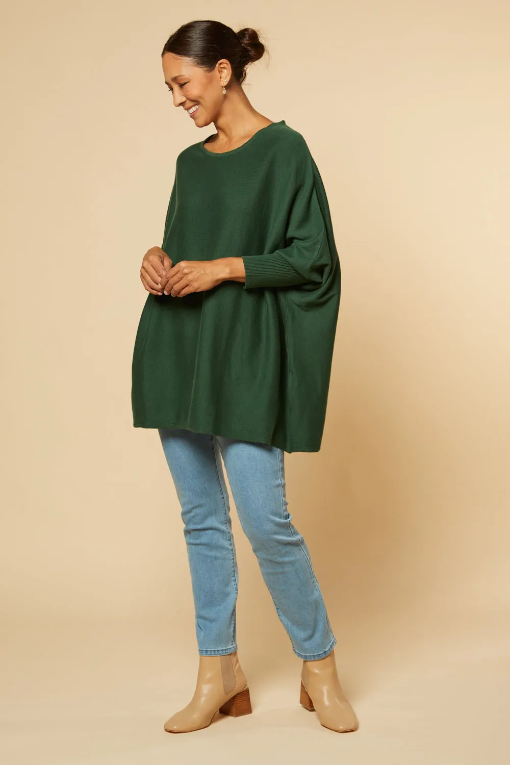 Mia Oversized Jumper in Forest