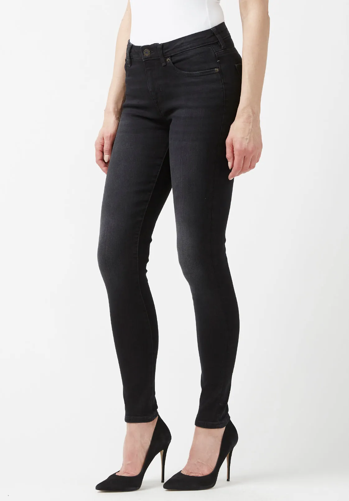 Mid Rise Skinny Alexa Women's Jeans in Faded Black- BL15843