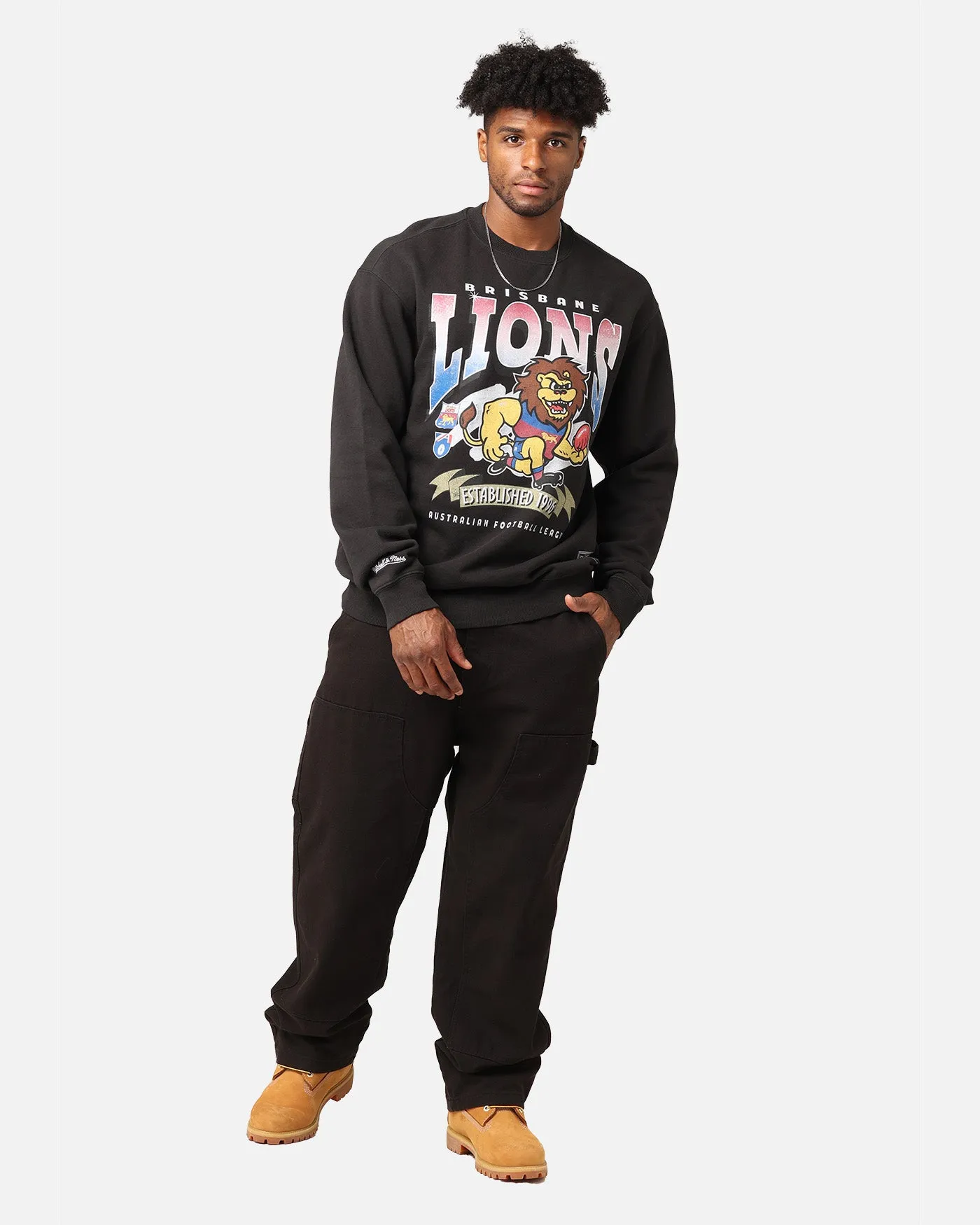 Mitchell & Ness Brisbane Lions Character Crewneck Faded Black