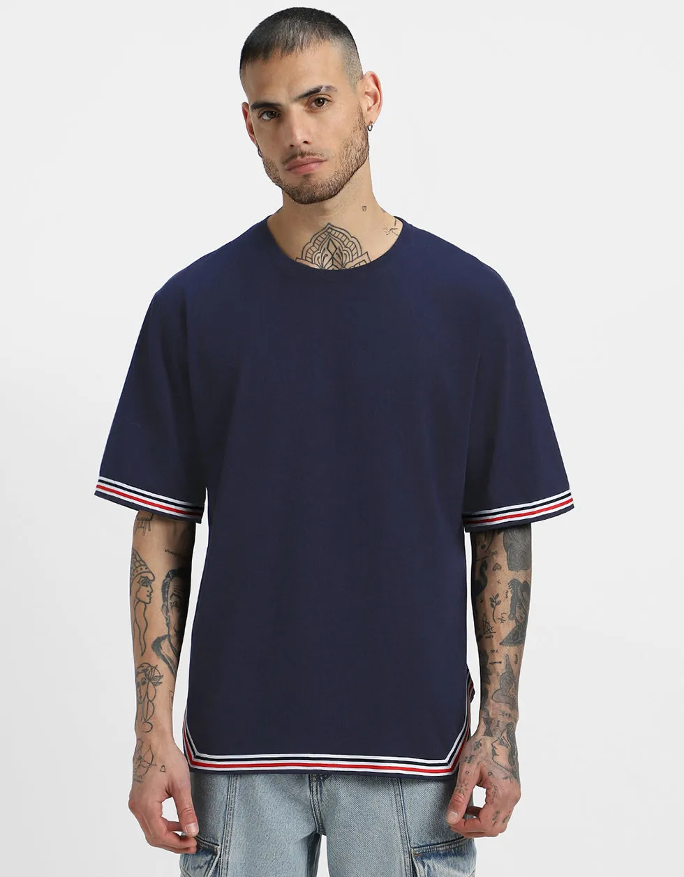 Navy Tape Oversized Tshirt