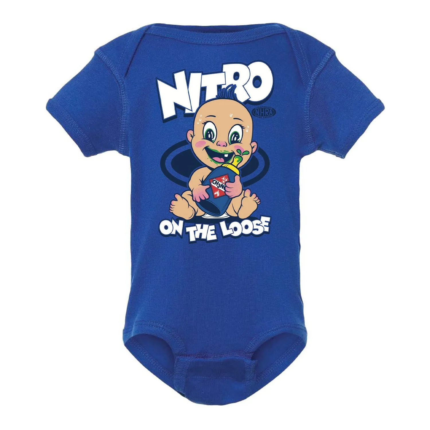 Nitro Baby on the Loose Blue Onesie