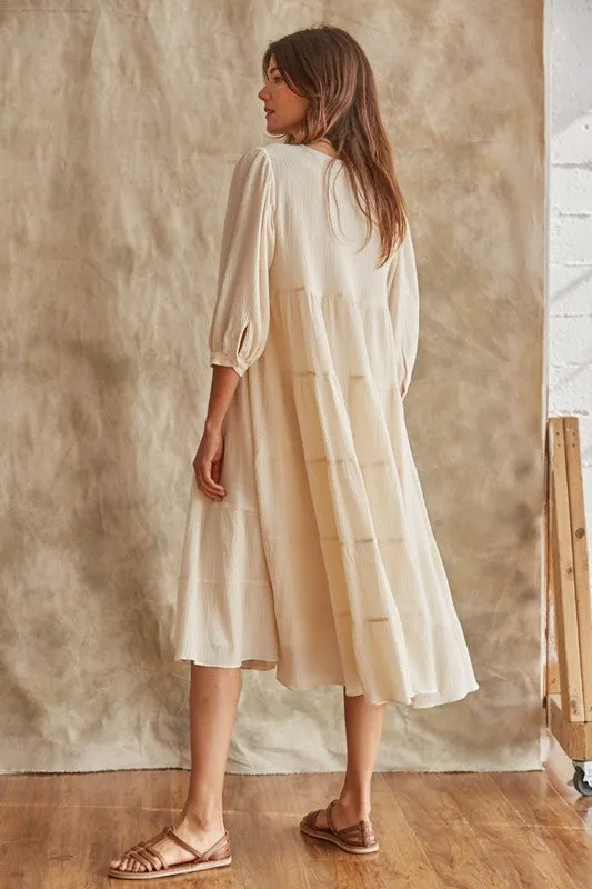 Norah V-Neck Loose Dress in Cream