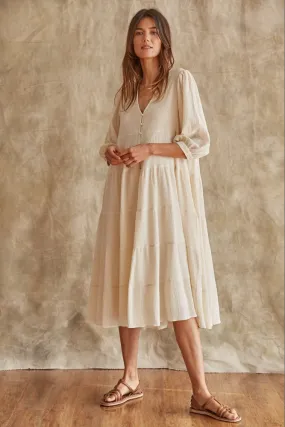 Norah V-Neck Loose Dress in Cream