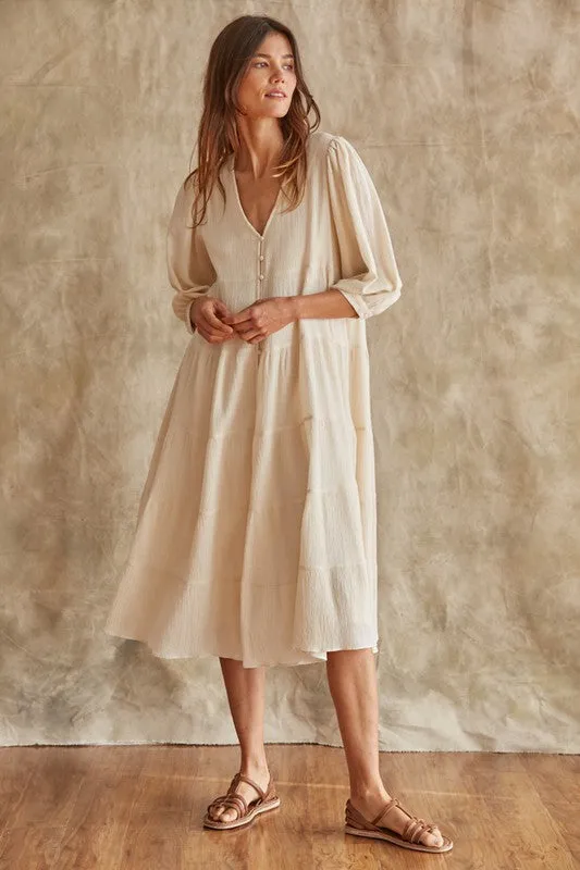 Norah V-Neck Loose Dress in Cream