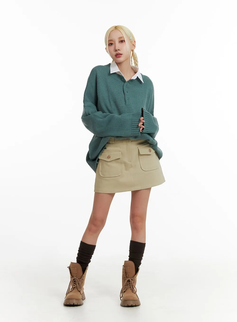 Oversized Knit Sweater IF408