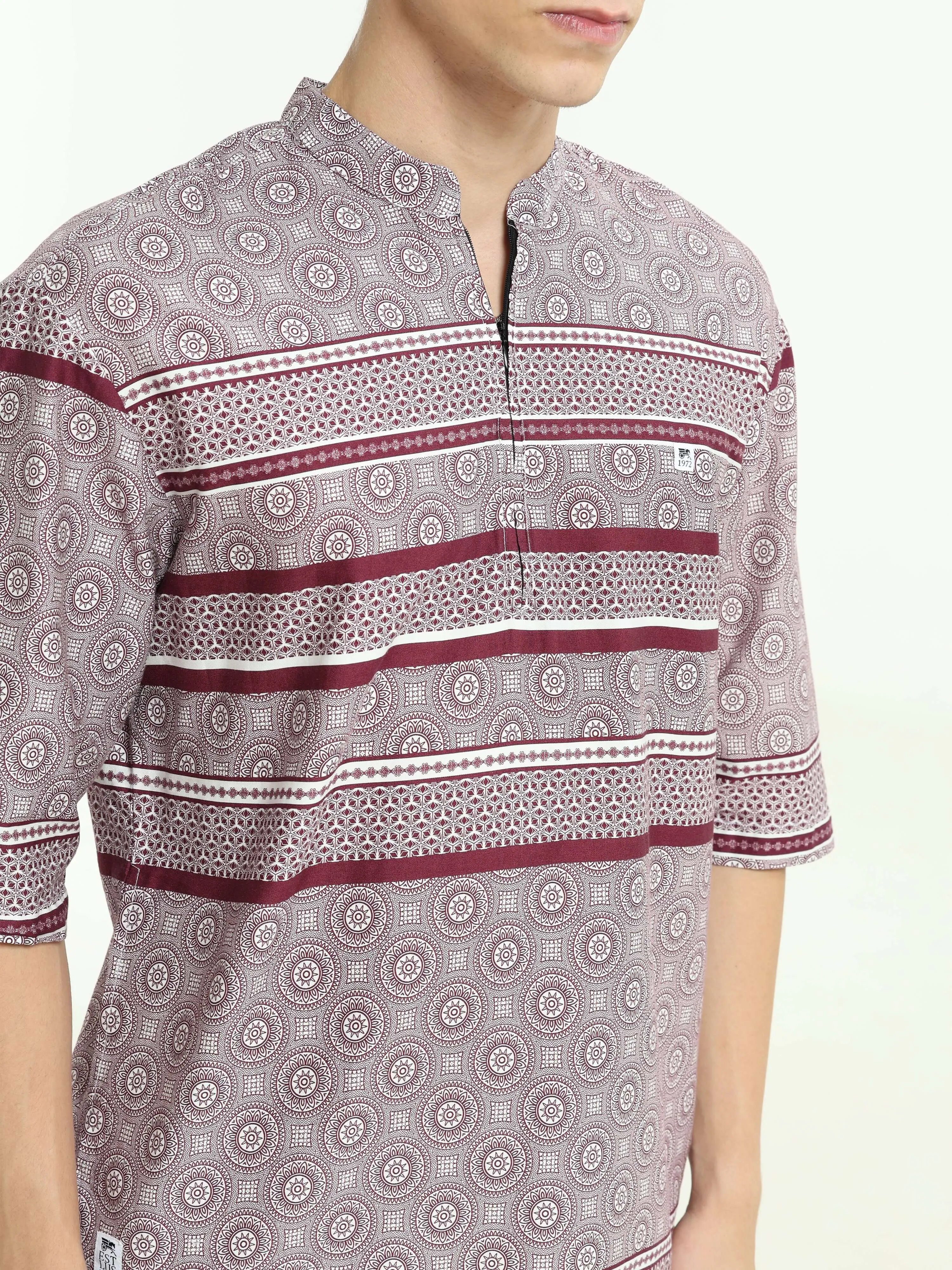 Oversized maroon colour printed kurta