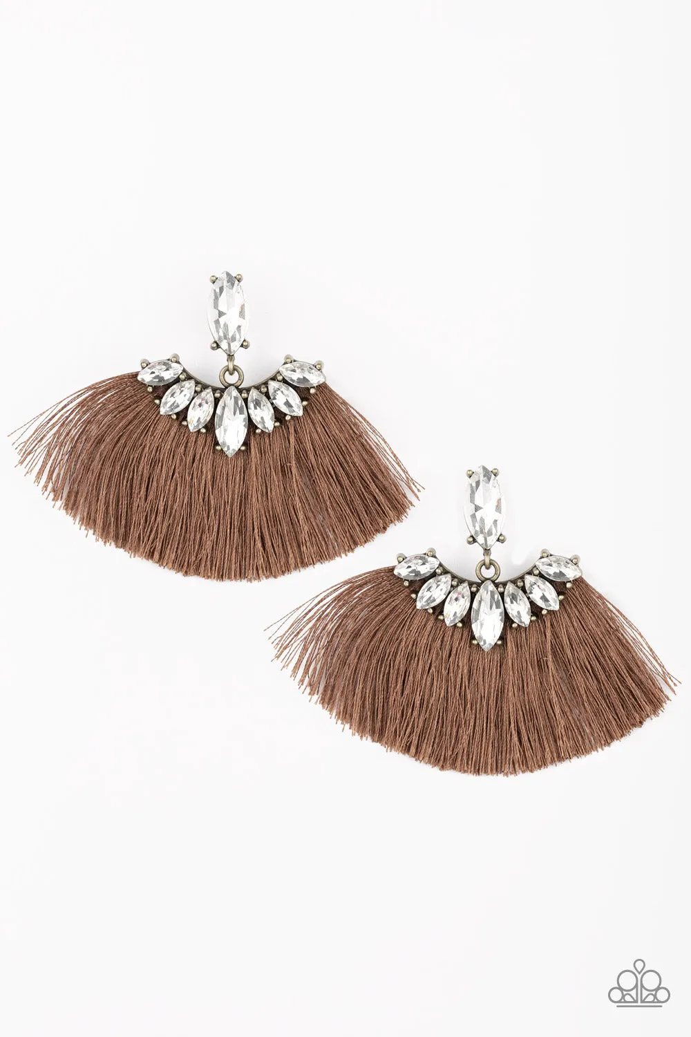 Paparazzi Accessories  - Formal Flair #E29 Bin - Brown Earring