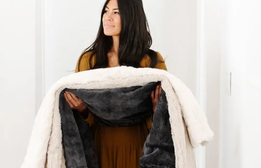 Patterned Faux Fur Throw Blankets