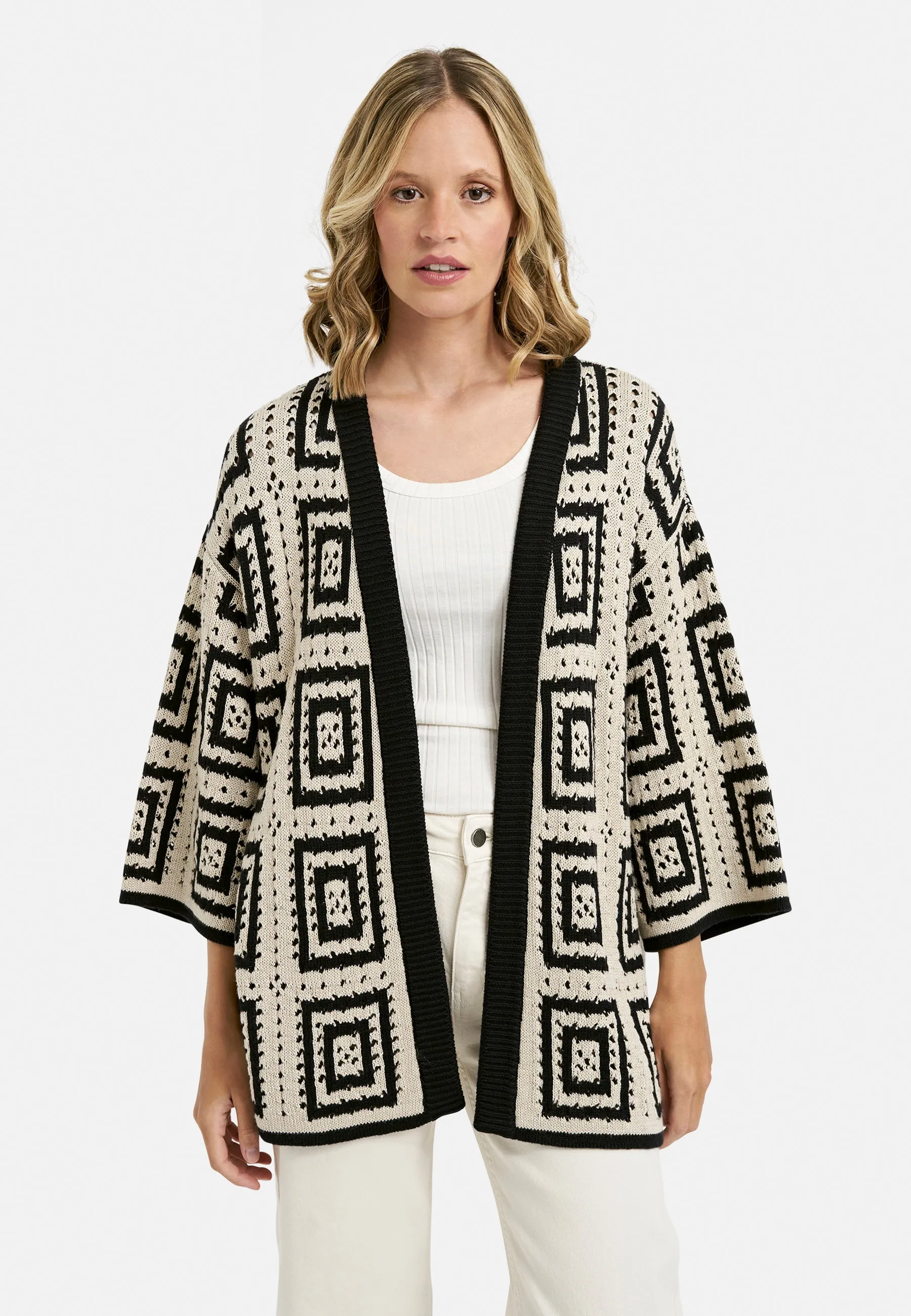 Patterned Knit Kimono