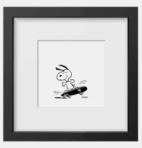 Peanuts Skateboard Framed Handmade Print