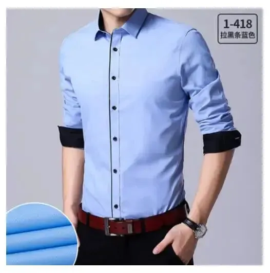 Plus Size 3xl to 13xl formal shirts for men striped long sleeved slim fit dress shirts Solid Social Man's Clothing white black