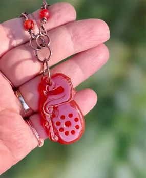 Red Jade Pixiu Pendant With Carnelian Handmade Necklace