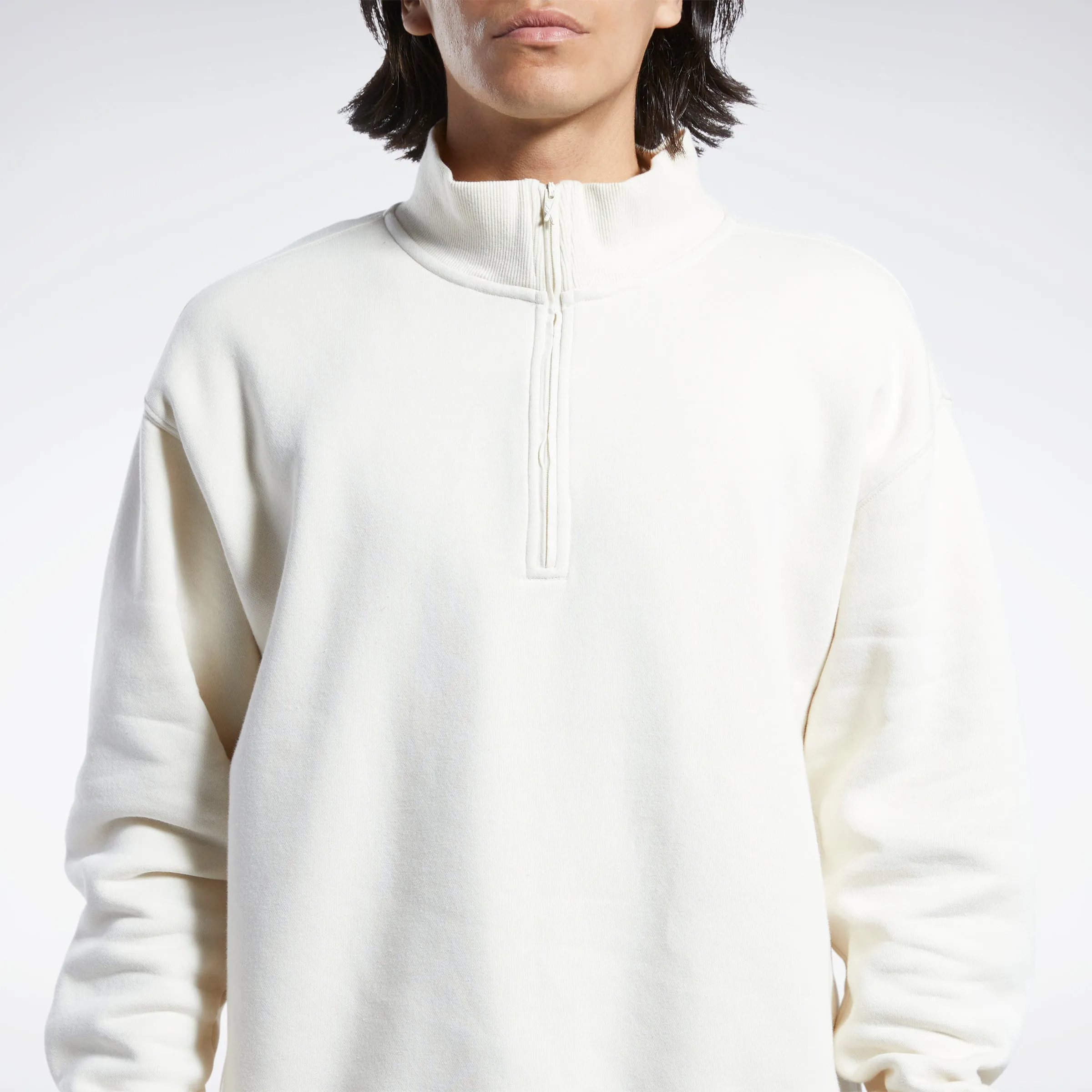 Reebok Apparel Men Classics Natural Dye Quarter-Zip Sweatshirt Non-Dyed