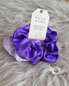 Scrunchie Satin Set 2 Morado | Handmade