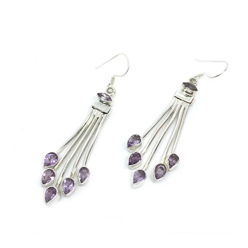 Sitara Amethyst Handmade Bohemian Earrings