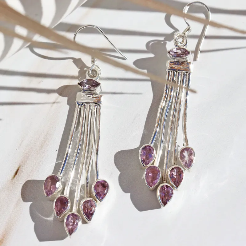 Sitara Amethyst Handmade Bohemian Earrings