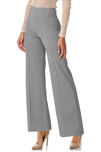 Solid gray formal dressy pants with seam front slim looking