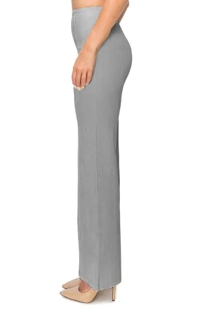 Solid gray formal dressy pants with seam front slim looking