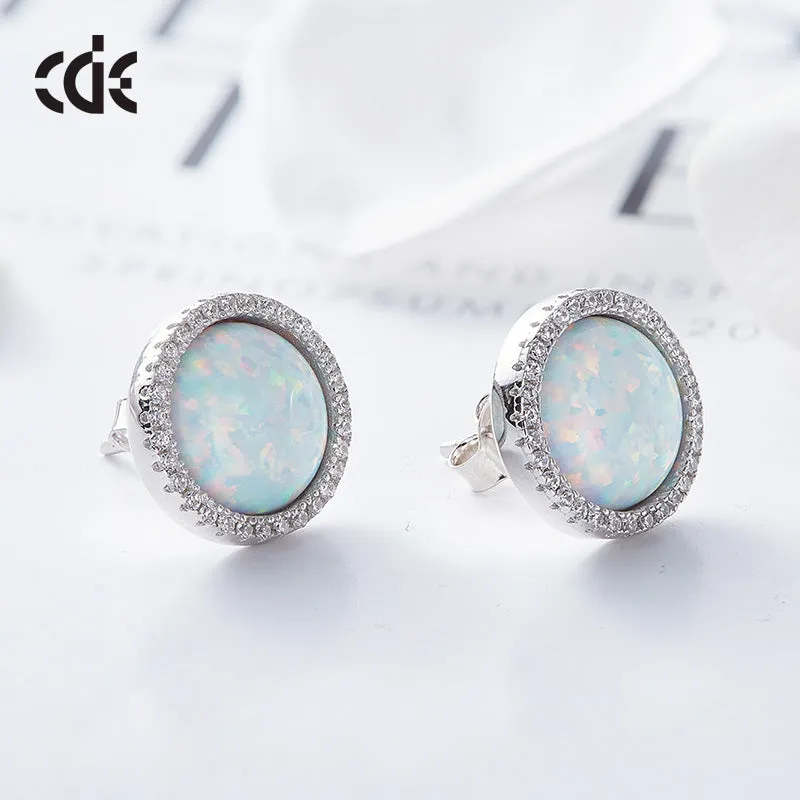 Sterling silver elegant white Opal earring