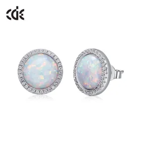 Sterling silver elegant white Opal earring