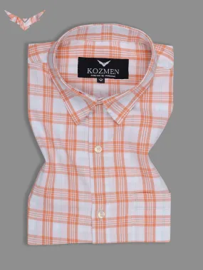 Tartan Plaid Orange Luxury Check Shirt