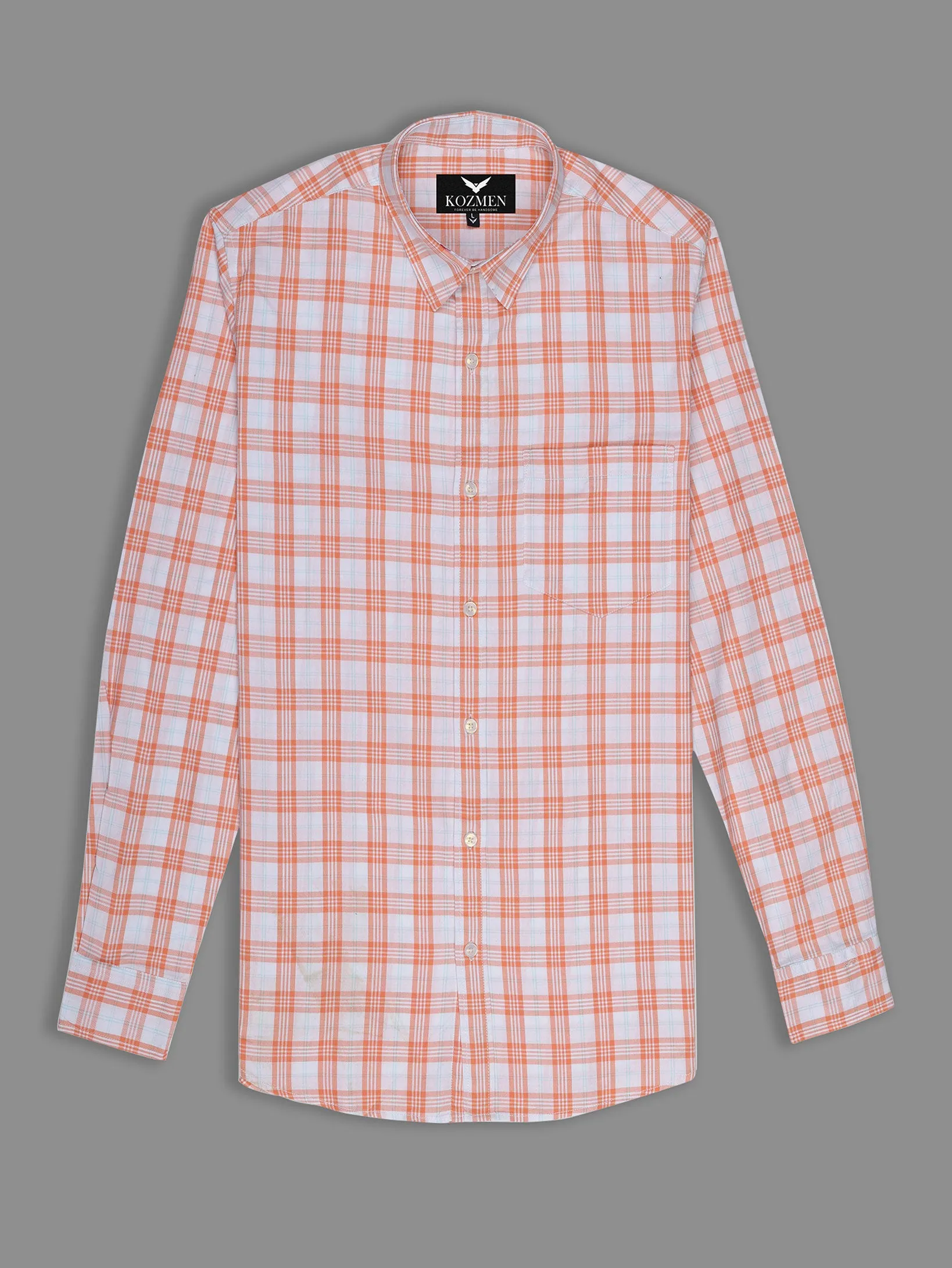 Tartan Plaid Orange Luxury Check Shirt