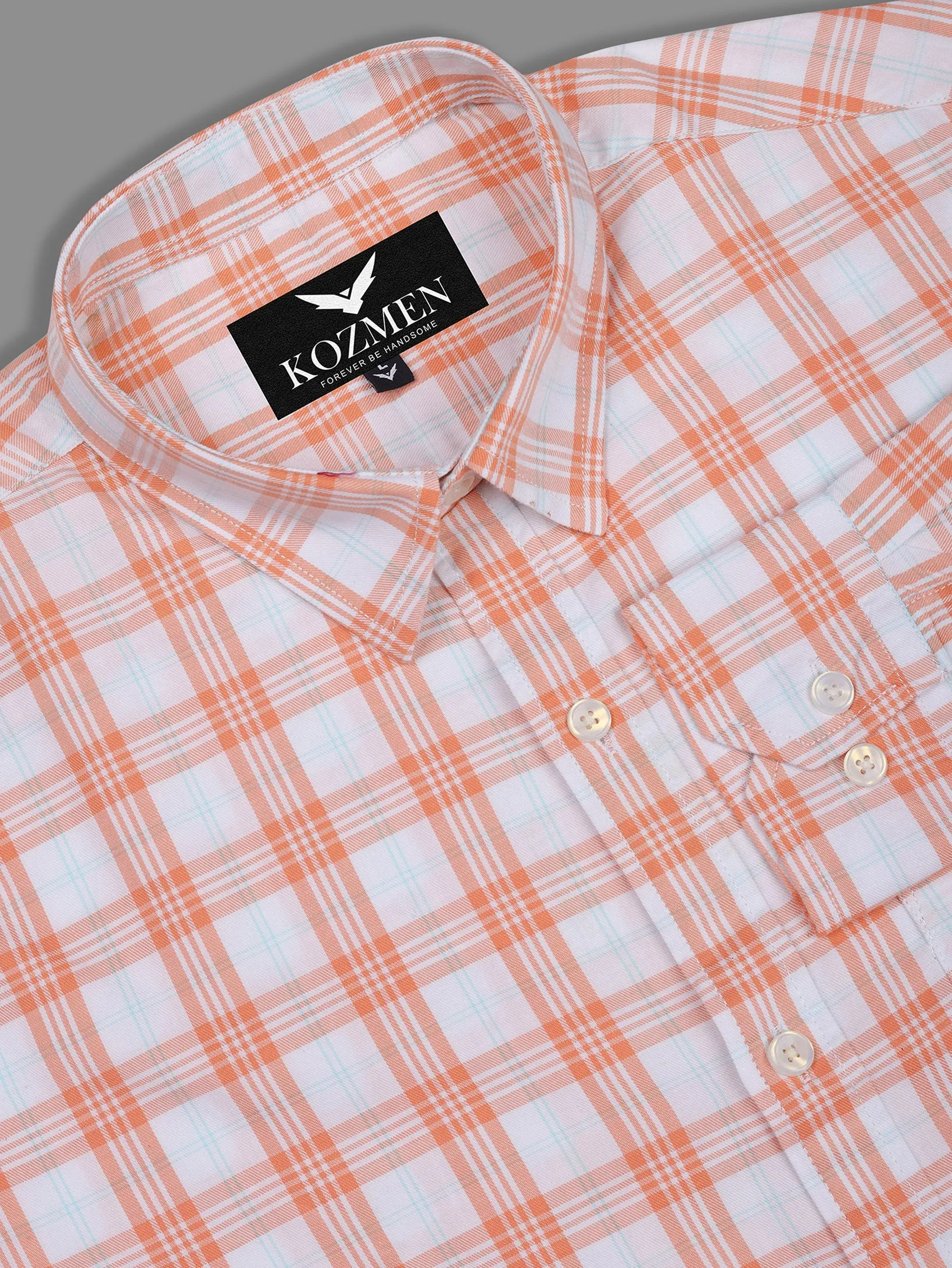 Tartan Plaid Orange Luxury Check Shirt