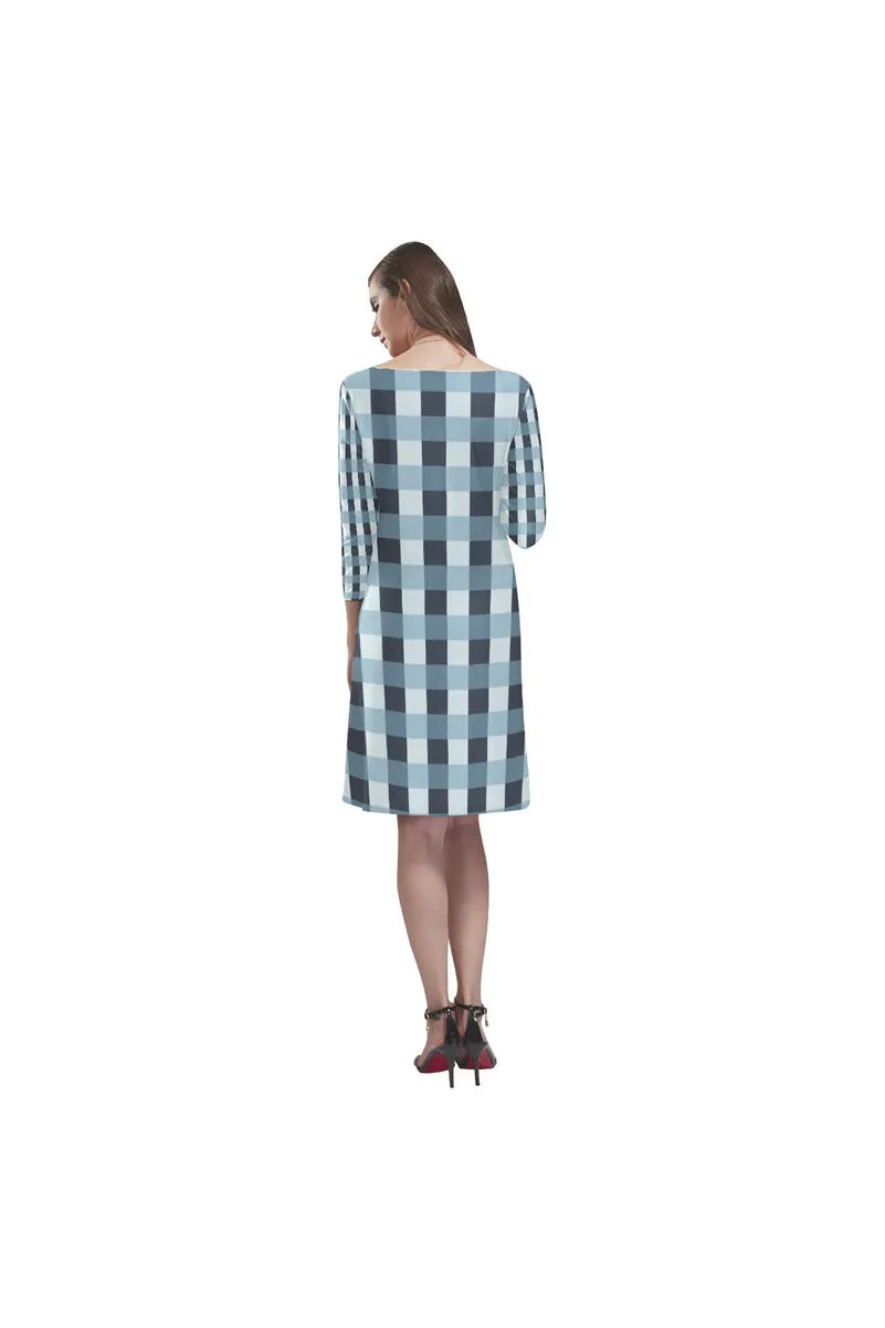 Tartan Turquoise Rhea Loose Round Neck Dress