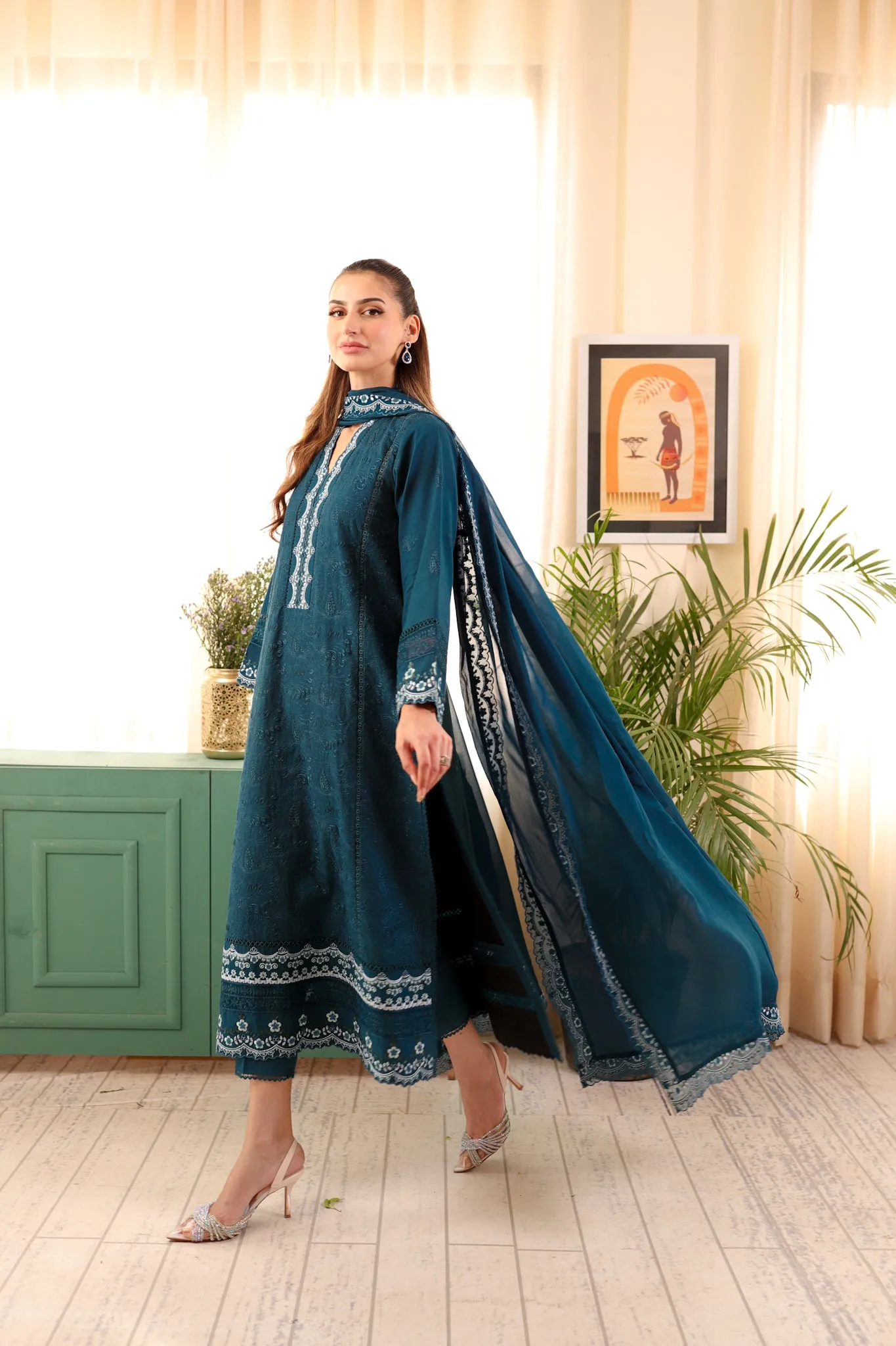 TEAL BLUE LUXURY LAWN NEL-23620