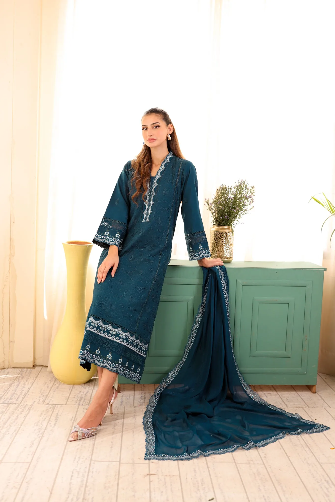 TEAL BLUE LUXURY LAWN NEL-23620