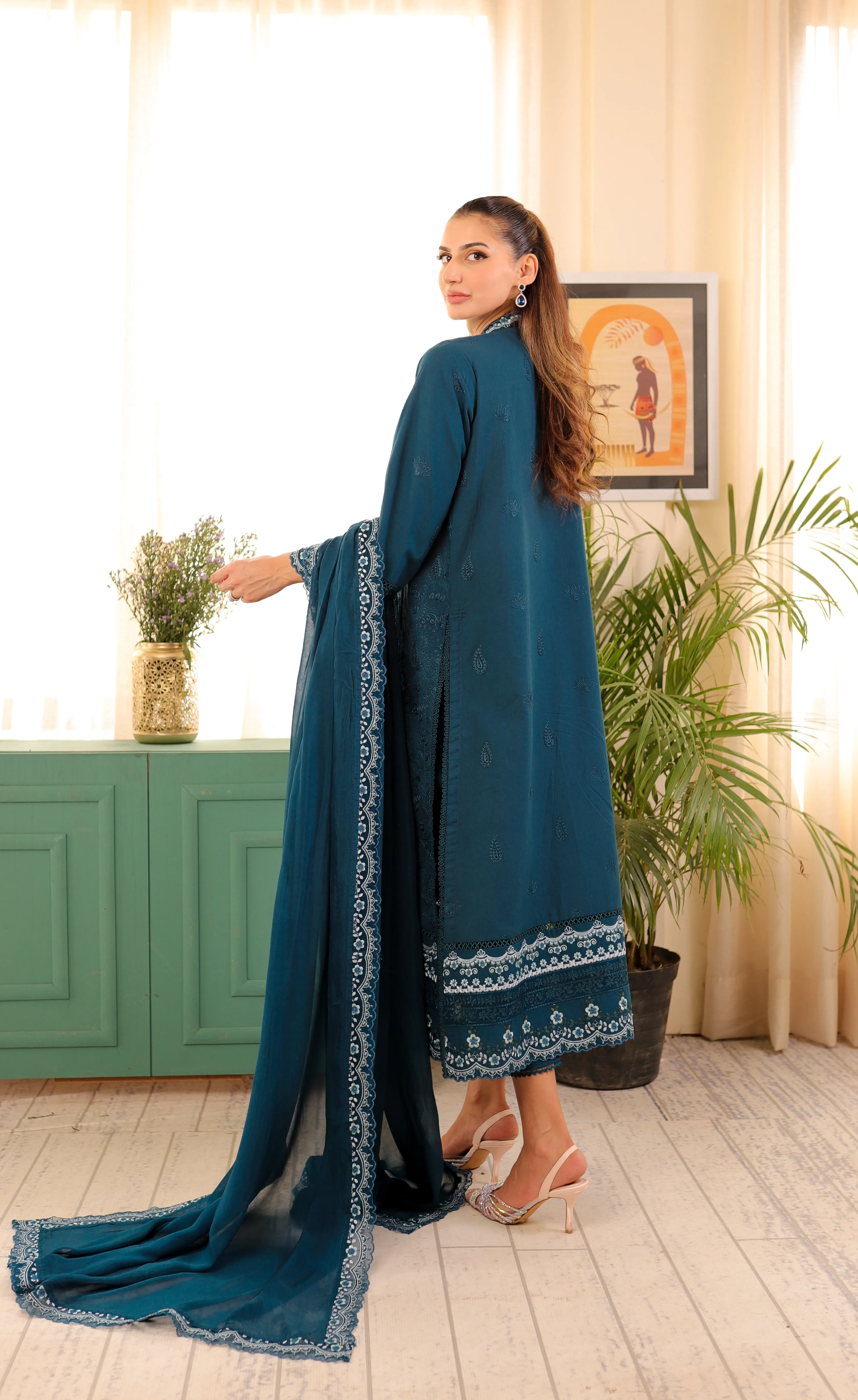 TEAL BLUE LUXURY LAWN NEL-23620