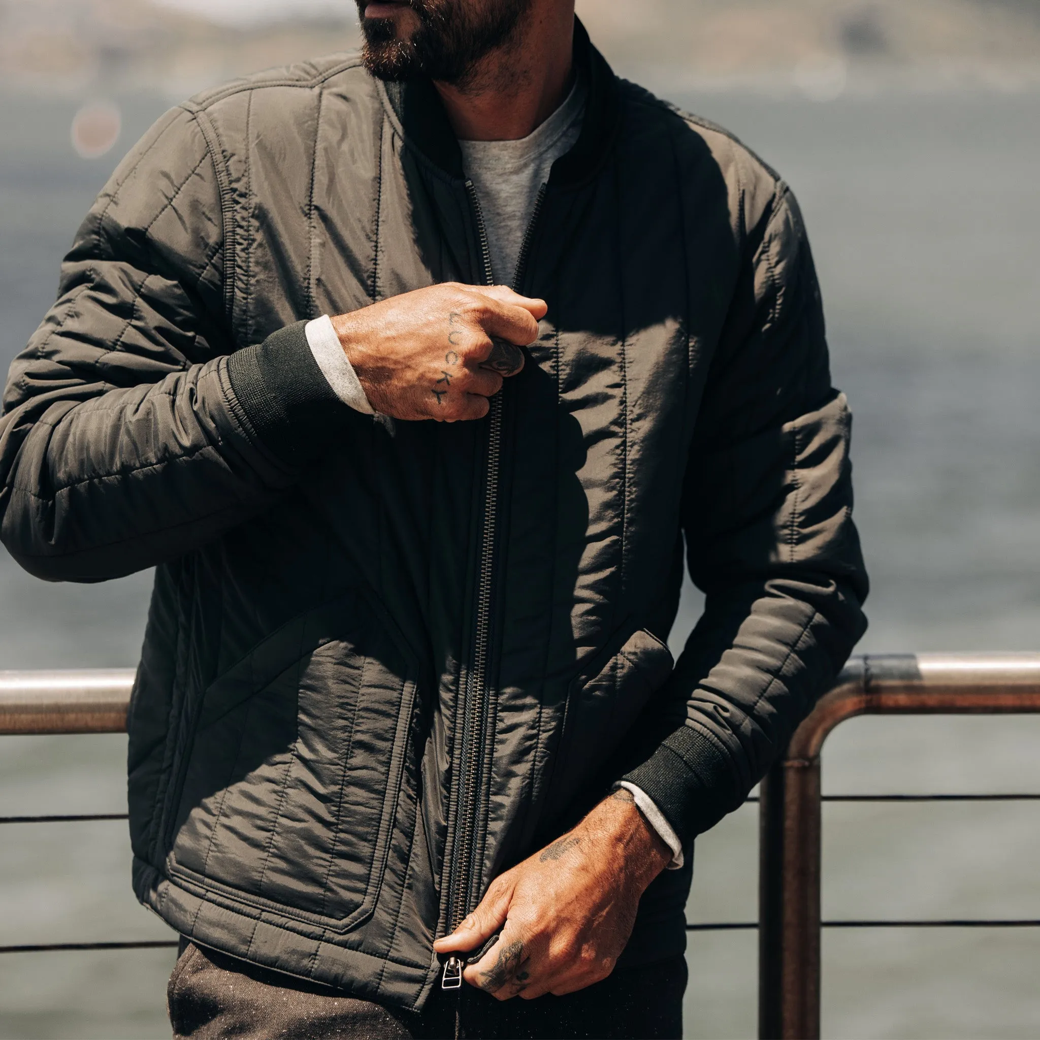 The Able Jacket in Faded Black Quilted Nylon