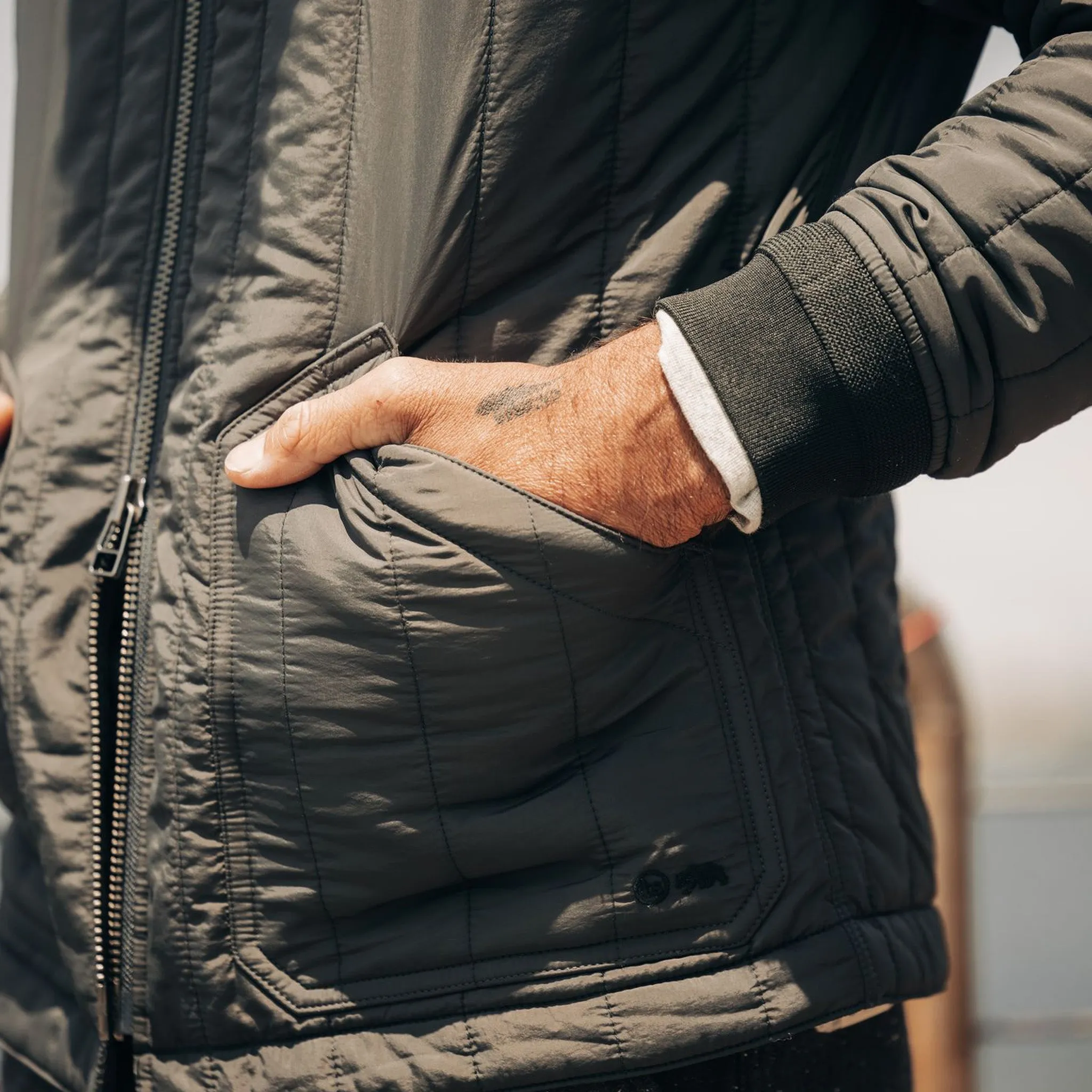 The Able Jacket in Faded Black Quilted Nylon