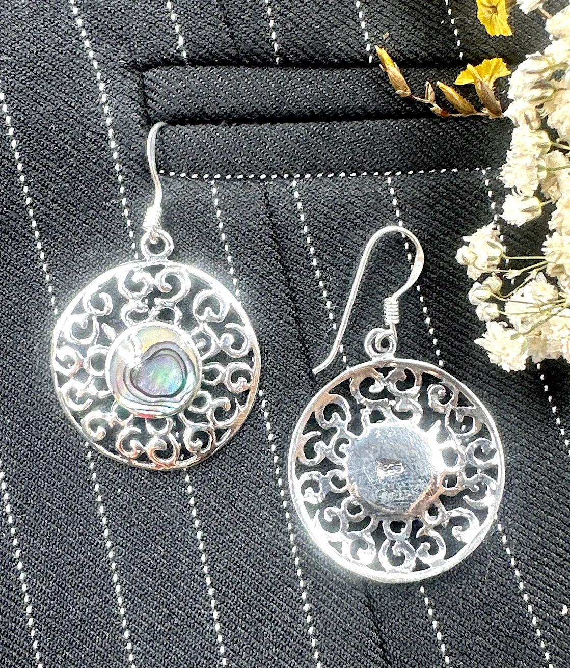 The Patterned Sea-shell Silver Earrings