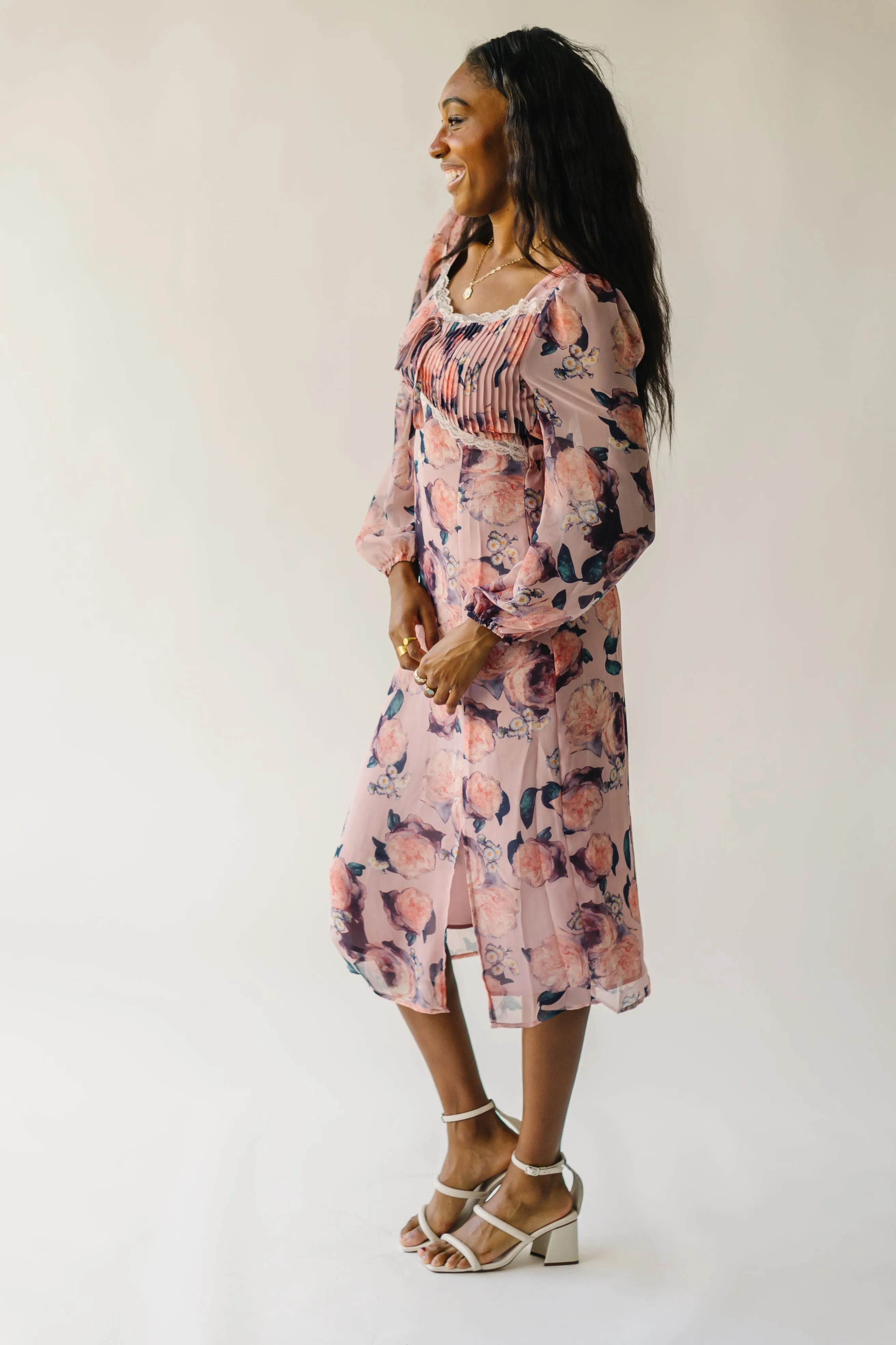 The Vienna Floral Patterned Dress in Rose