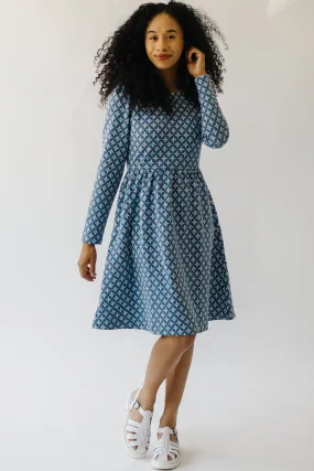 The Yerington Patterned Dress in Blue Multi