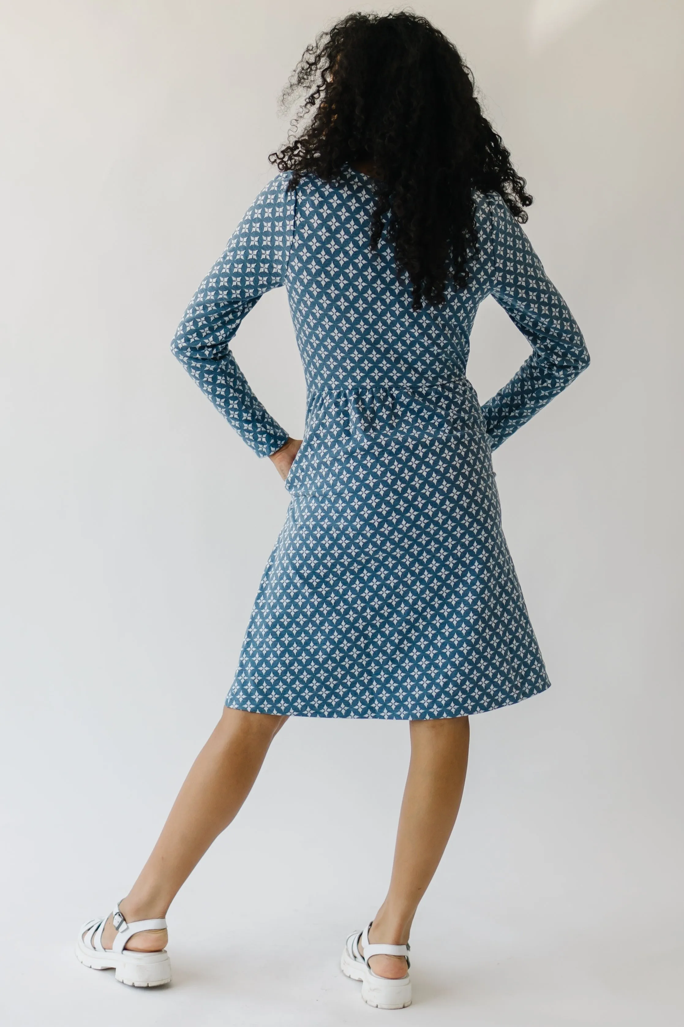 The Yerington Patterned Dress in Blue Multi