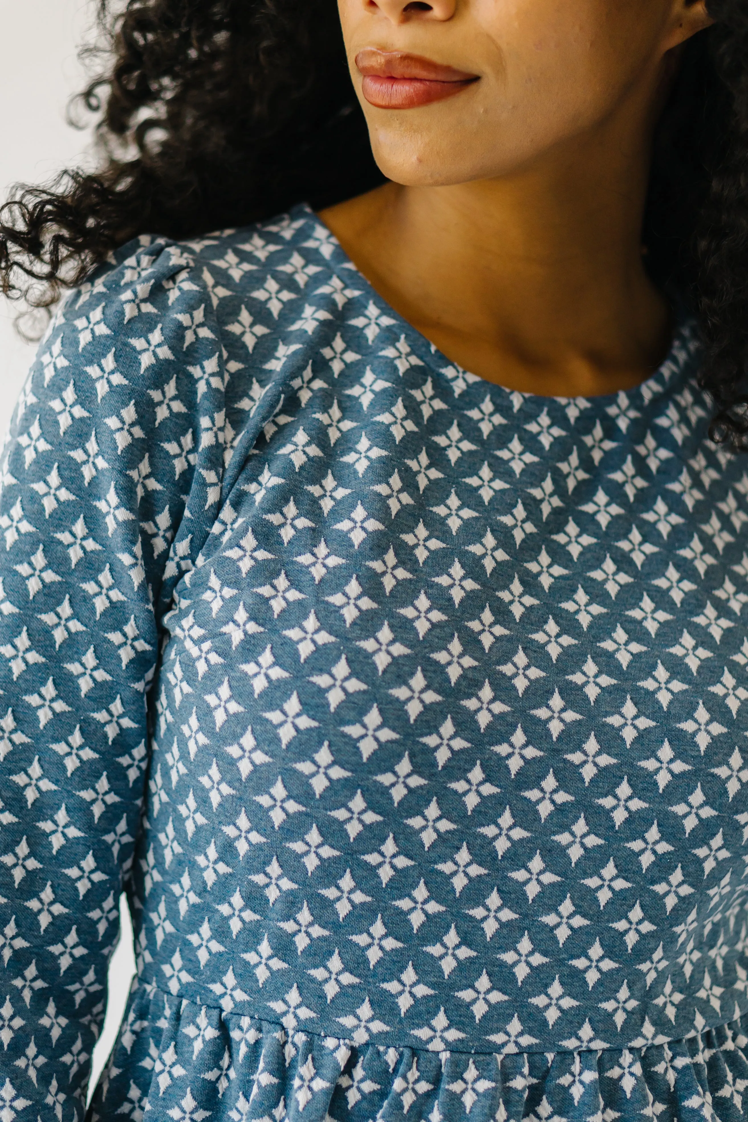 The Yerington Patterned Dress in Blue Multi