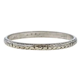 Vintage Patterned Platinum Wedding Band, Size 8