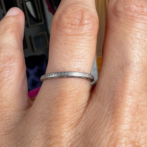 Vintage Patterned Platinum Wedding Band