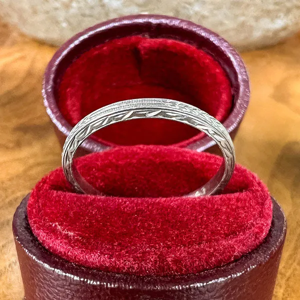 Vintage Patterned Platinum Wedding Band