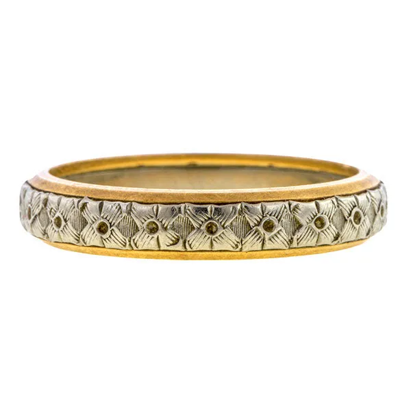 Vintage Patterned Wedding Band Ring, Gold 108485R