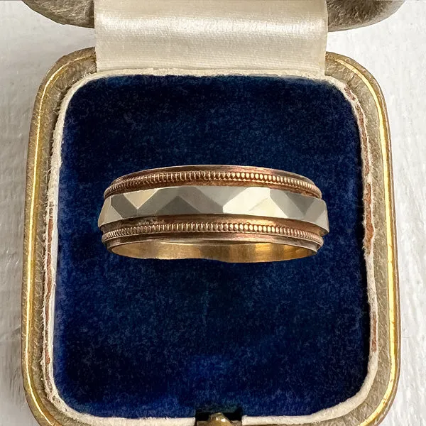 Vintage Patterned Wedding Band, Size 8 3/4