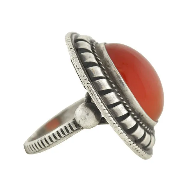 Vintage Silver & Carnelian Cabochon Handmade Ring